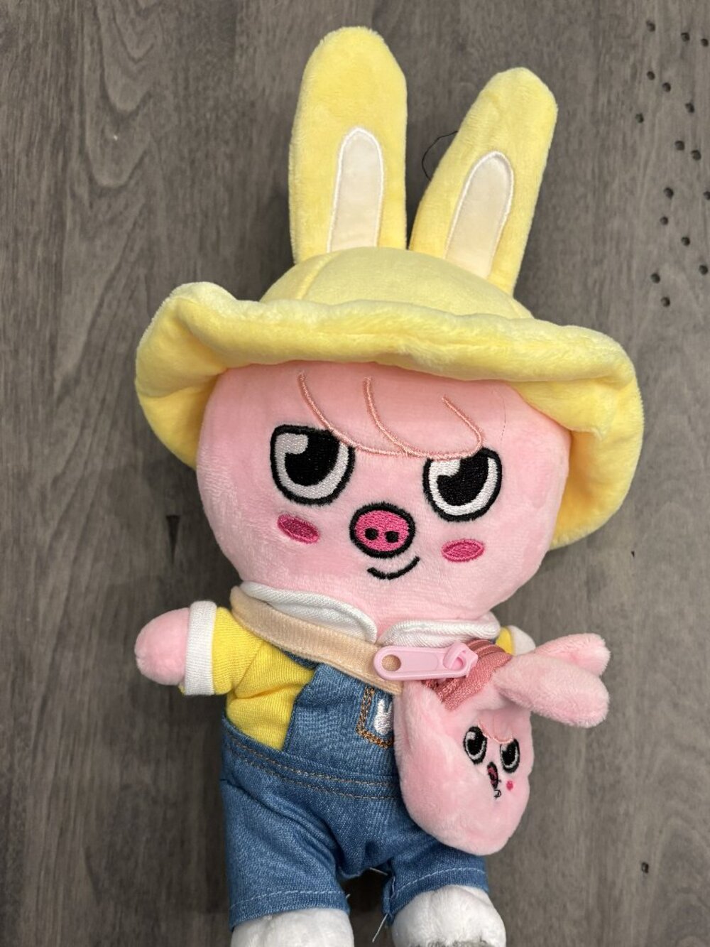 Pig plushie with removable clothes and working coin purse.  NEW